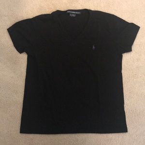 Black cotton v-neck T-shirt